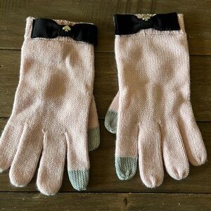 Kate Spade Pink Mittens with Black Bow